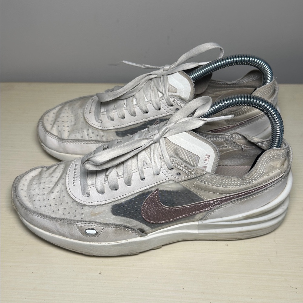 Nike Women's White and Pink waffle Sneakers